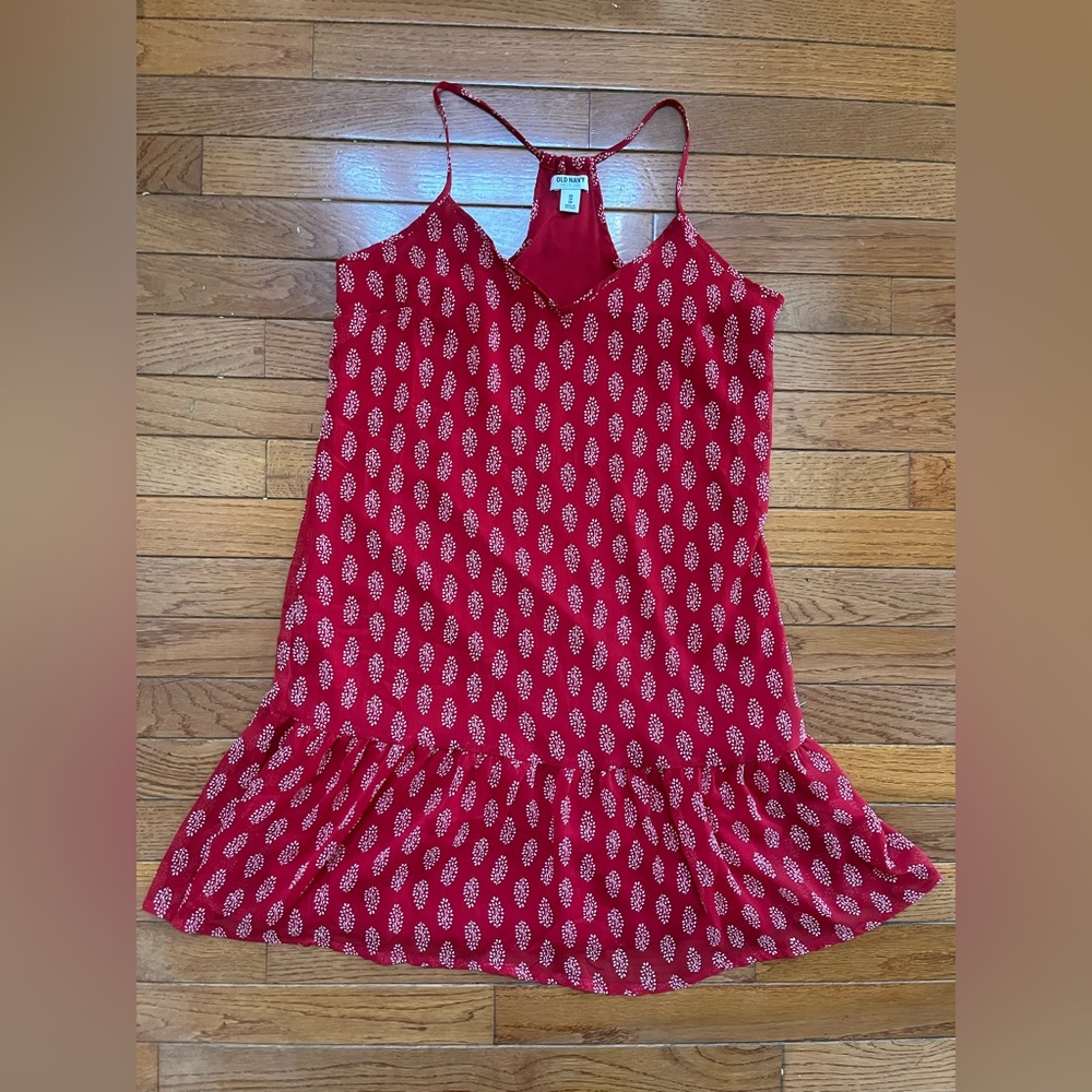 Old Navy Red Printed Spaghetti Strap Halter Dress Sz XS